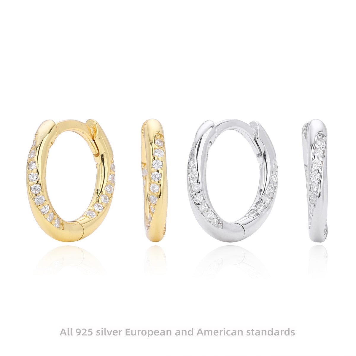 Créoles pour femme en argent sterling 925 avec zircone