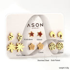 Set de boucles d'oreilles pour femme en acier inoxydable doré