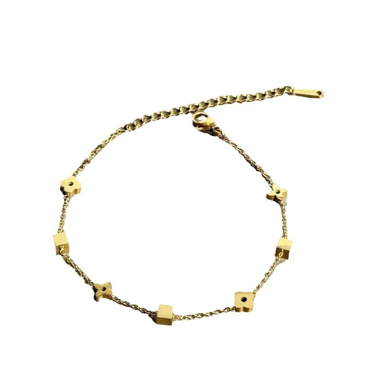 Bracelet chaîne à breloques plaqué or pour femme