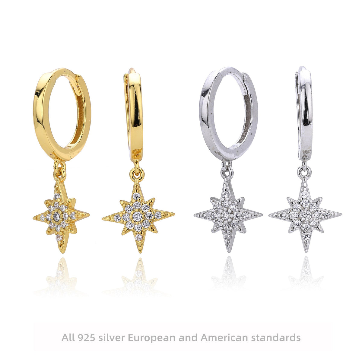 Boucles d'oreilles pour femme avec pendentif étoile étincelant