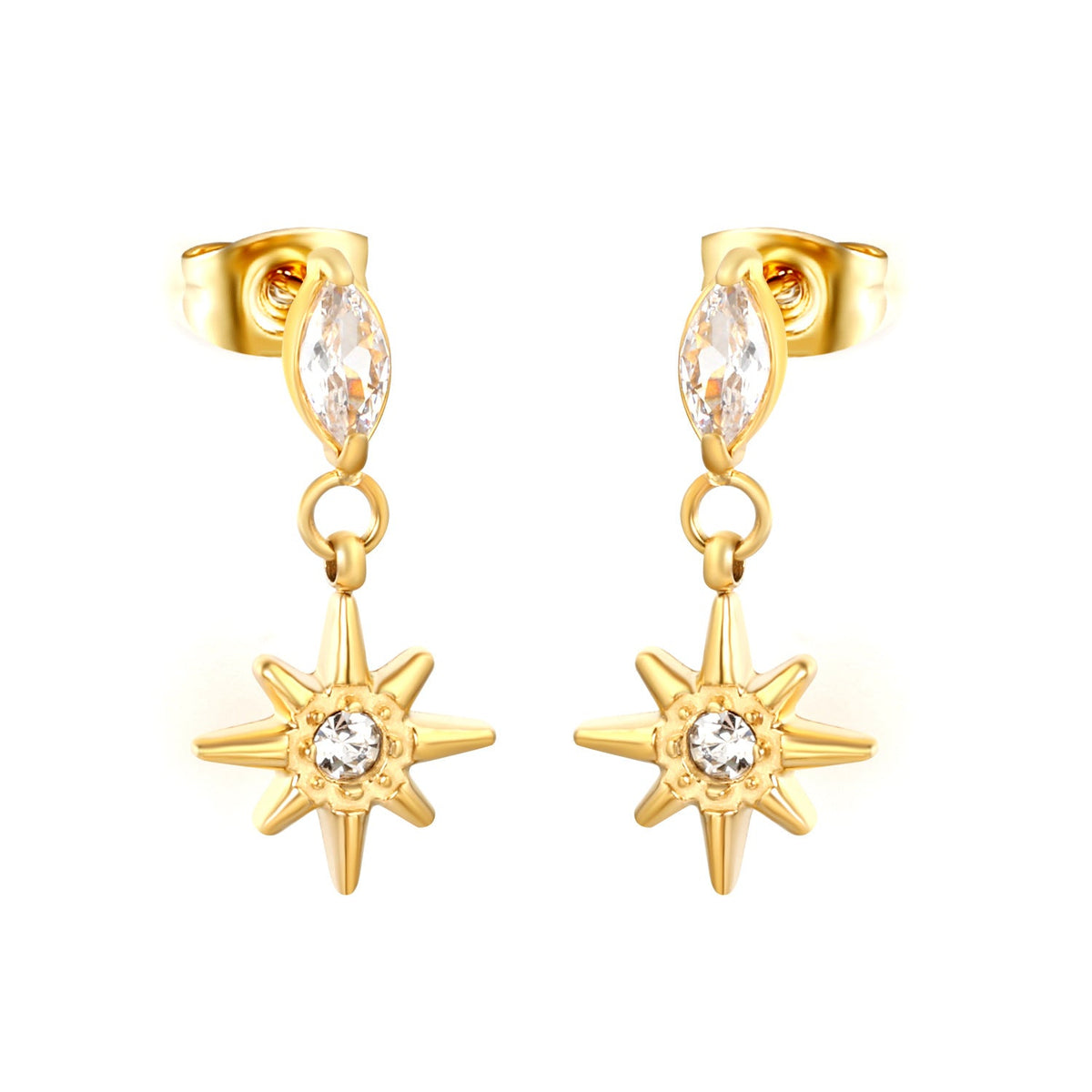 Boucles d'oreilles pendantes pour femme avec étoiles et zircons