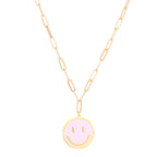 Collier pour femme avec pendentif smiley et chaîne moderne