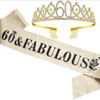 Ensemble diadème et écharpe d'anniversaire scintillant pour femme