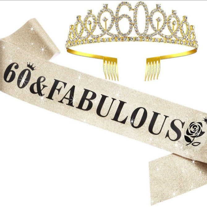 Ensemble diadème et écharpe d'anniversaire scintillant pour femme