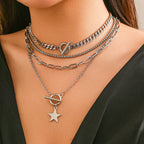 Collier multi-rangs pour femme avec pendentif étoile