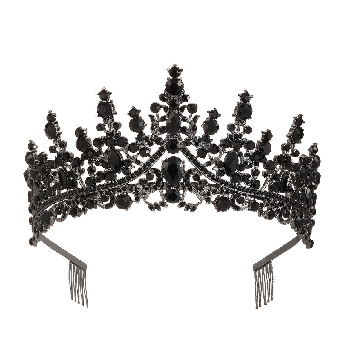 Diadème opulent pour femme avec détails en cristal noir
