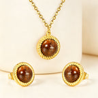Parure de bijoux avec pendentif œil de tigre