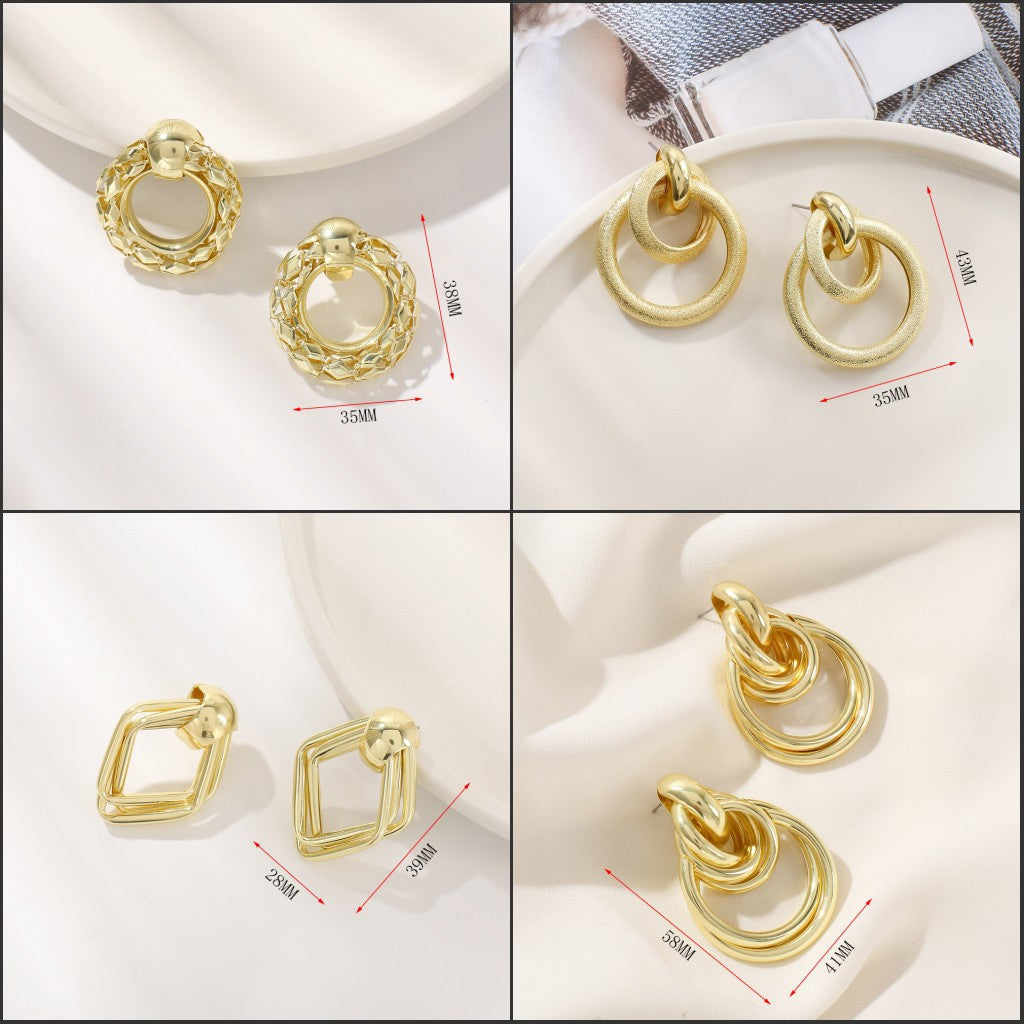 Boucles d'oreilles pendantes pour femme à double anneau