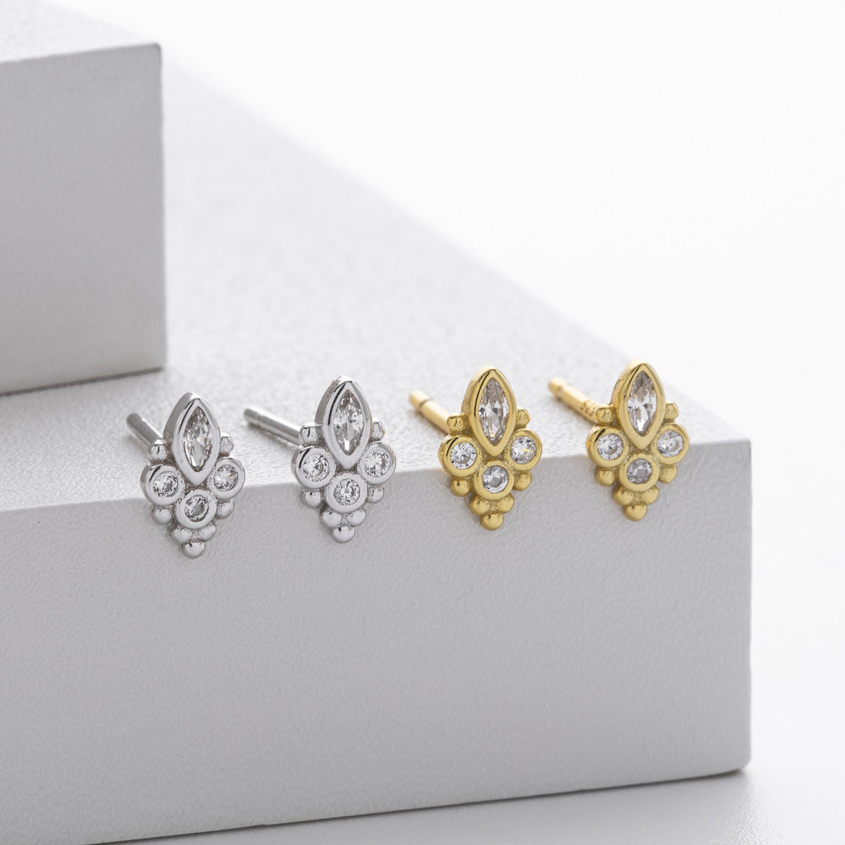 Damen Ohrstecker mit marquiseförmigem Design aus 925 Sterling Silber
