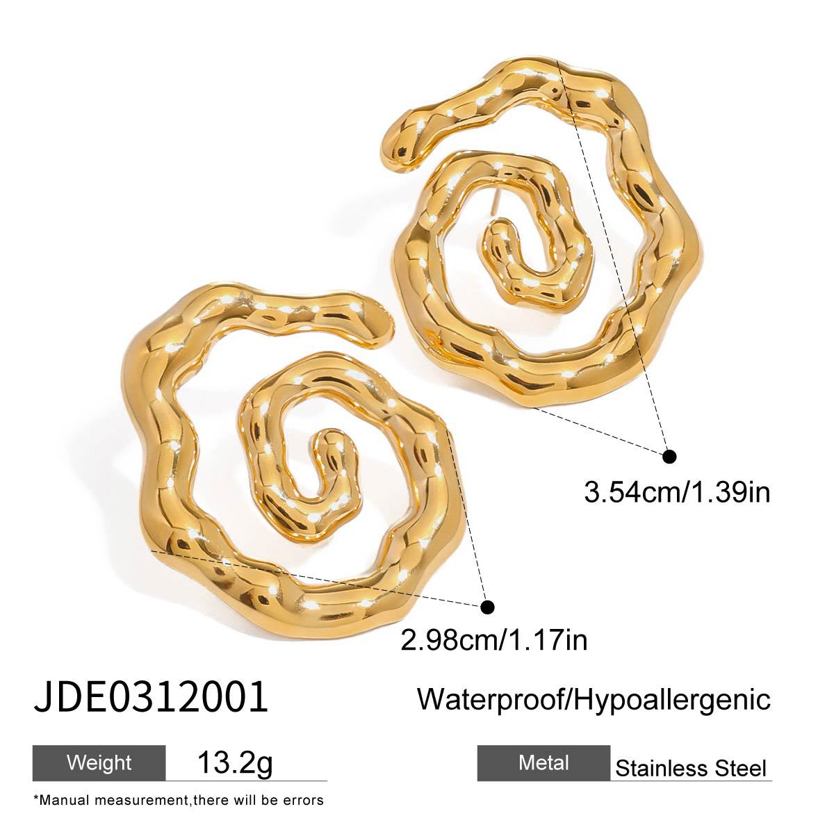 Boucles d'oreilles spirales en acier inoxydable pour femme