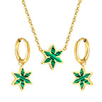Parure de bijoux pour femme avec pendentif feuille étincelant et boucles d'oreilles élégantes
