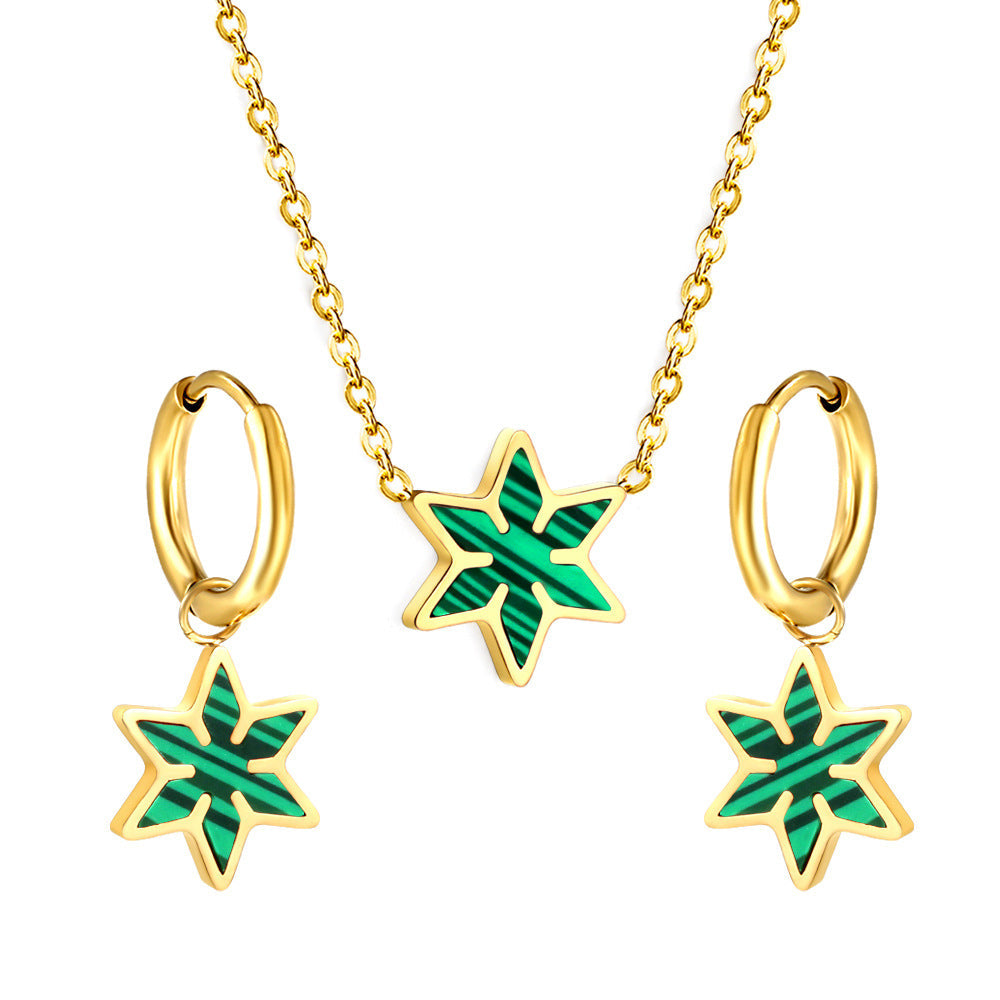 Parure de bijoux pour femme avec pendentif feuille étincelant et boucles d'oreilles élégantes