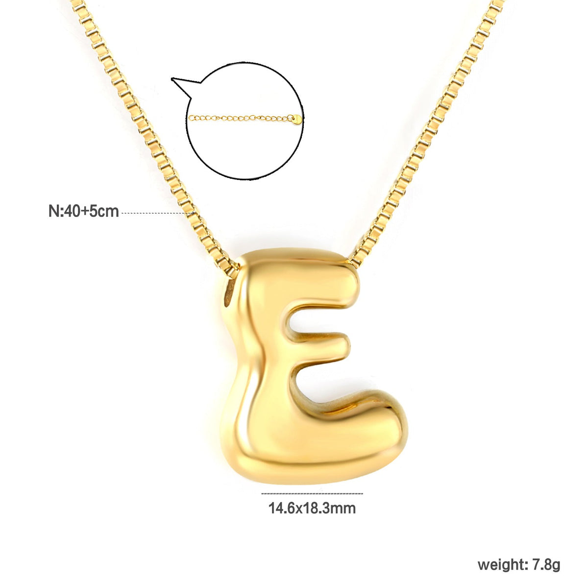 Collier pour femme avec pendentif lettre moderne en acier inoxydable