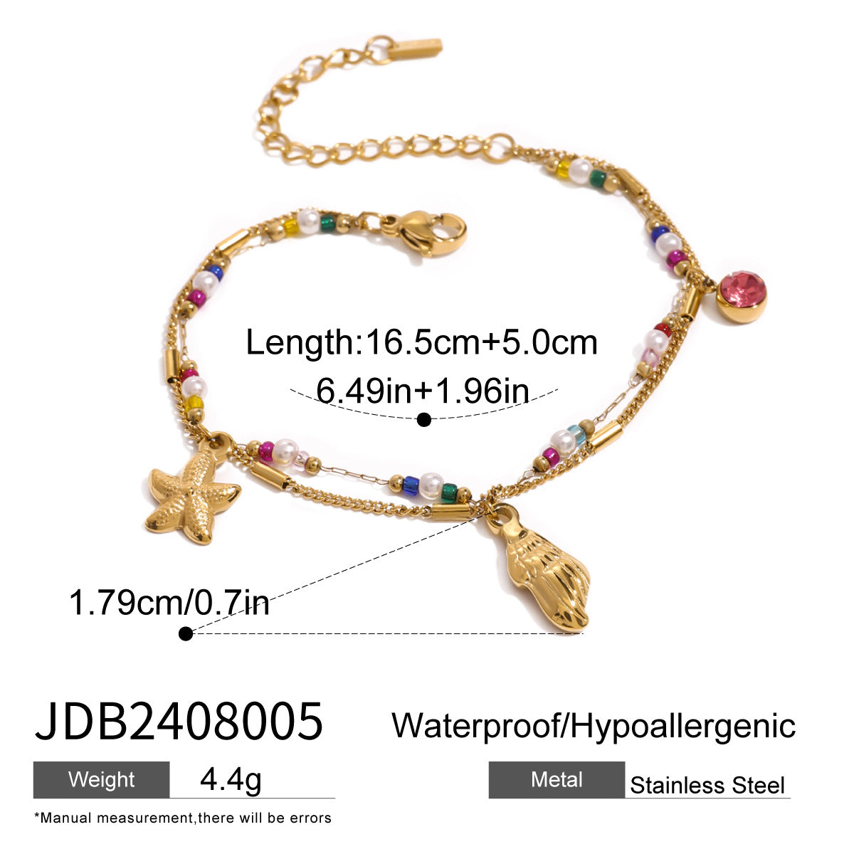 Bracelet pour femme style marin avec coquillages