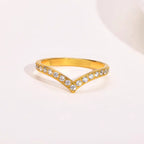 Bague en V pour femme avec accents de cristaux
