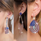 Boucles d'oreilles statement étincelantes avec longs pompons en strass