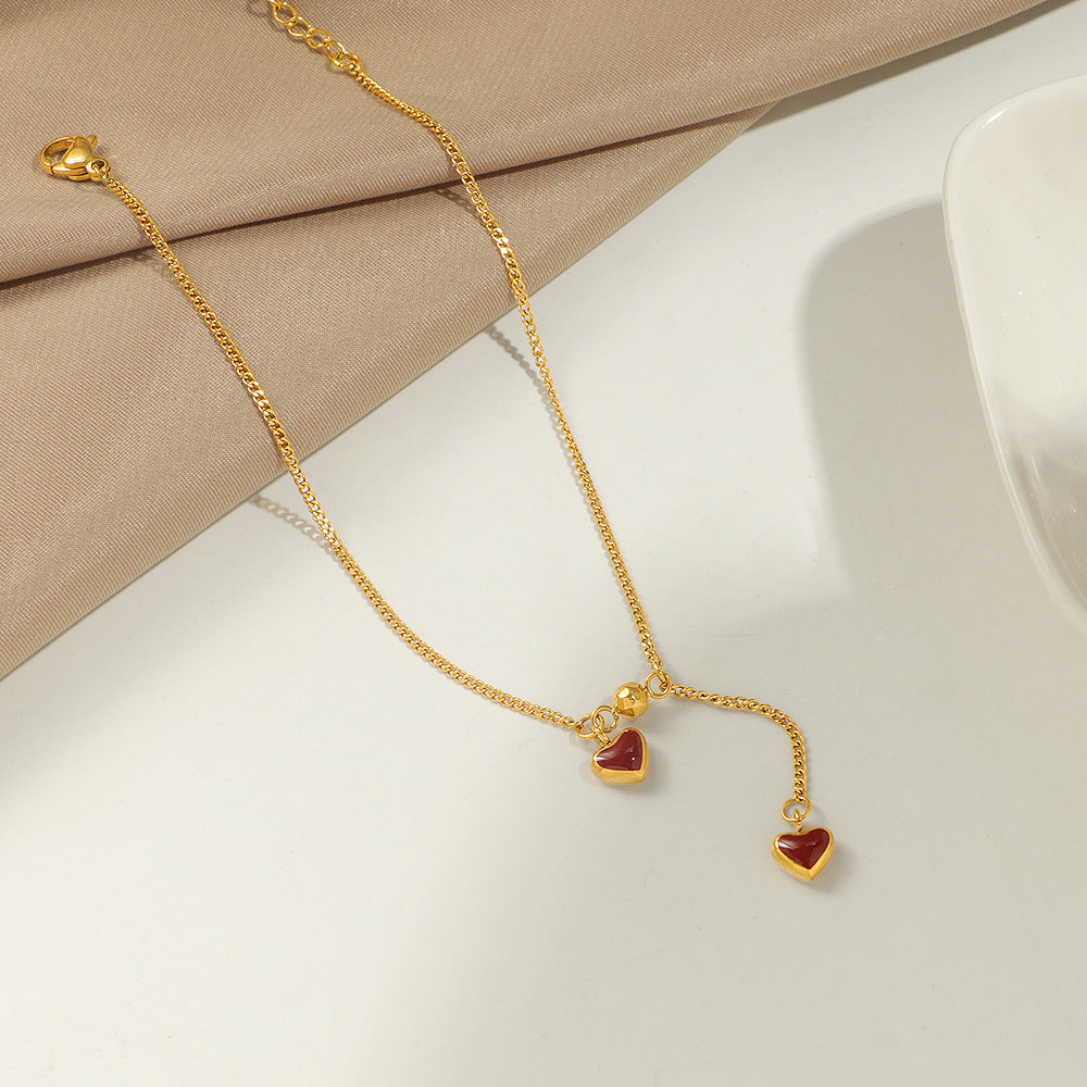 Bracelet de cheville réglable avec cœurs pour femme