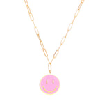 Collier pour femme avec pendentif smiley et chaîne moderne
