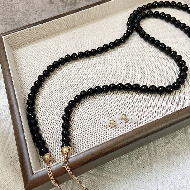 Chaîne de bijoux tendance en perles d'onyx