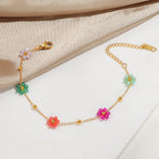 Collier de perles à breloques florales pour femme