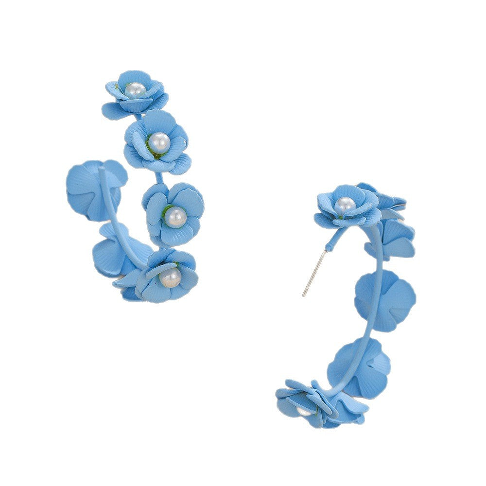 Boucles d'oreilles fleurs pour femme avec perles