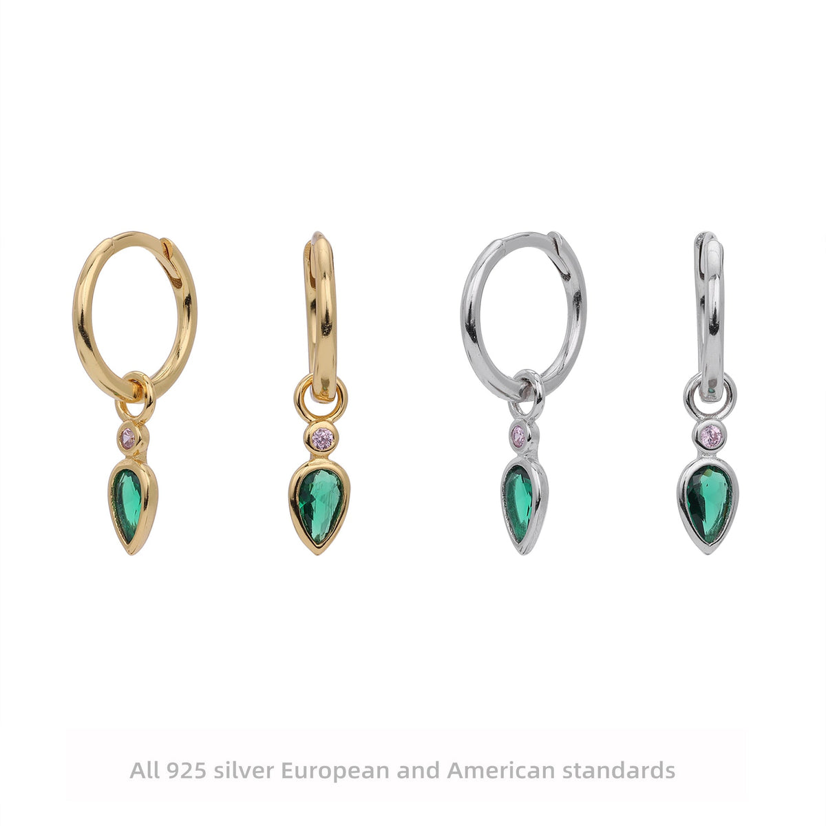 Boucles d'oreilles pendantes en argent sterling 925 avec zircons