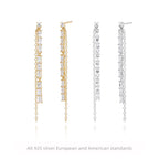 Boucles d'oreilles pendantes chaîne en argent et zircon