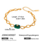 Bracelet pour femme avec pierre précieuse verte et accents en zircone