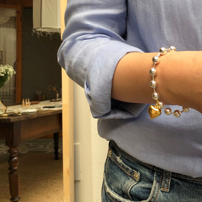 Bracelet cœur et perles pour femme
