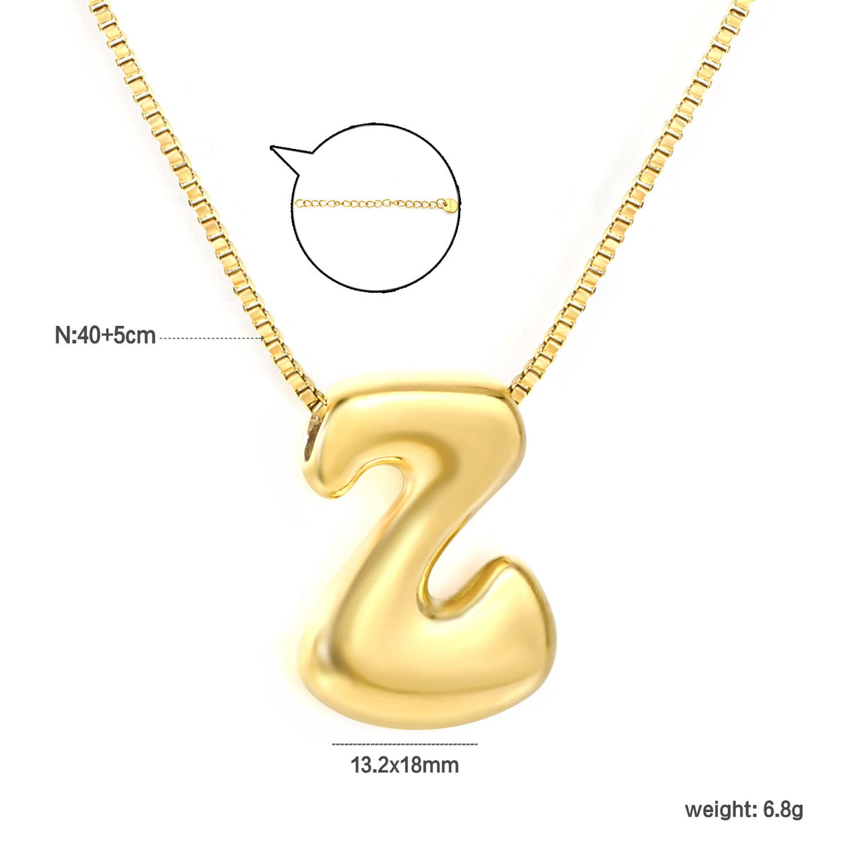 Collier pour femme avec pendentif lettre moderne en acier inoxydable