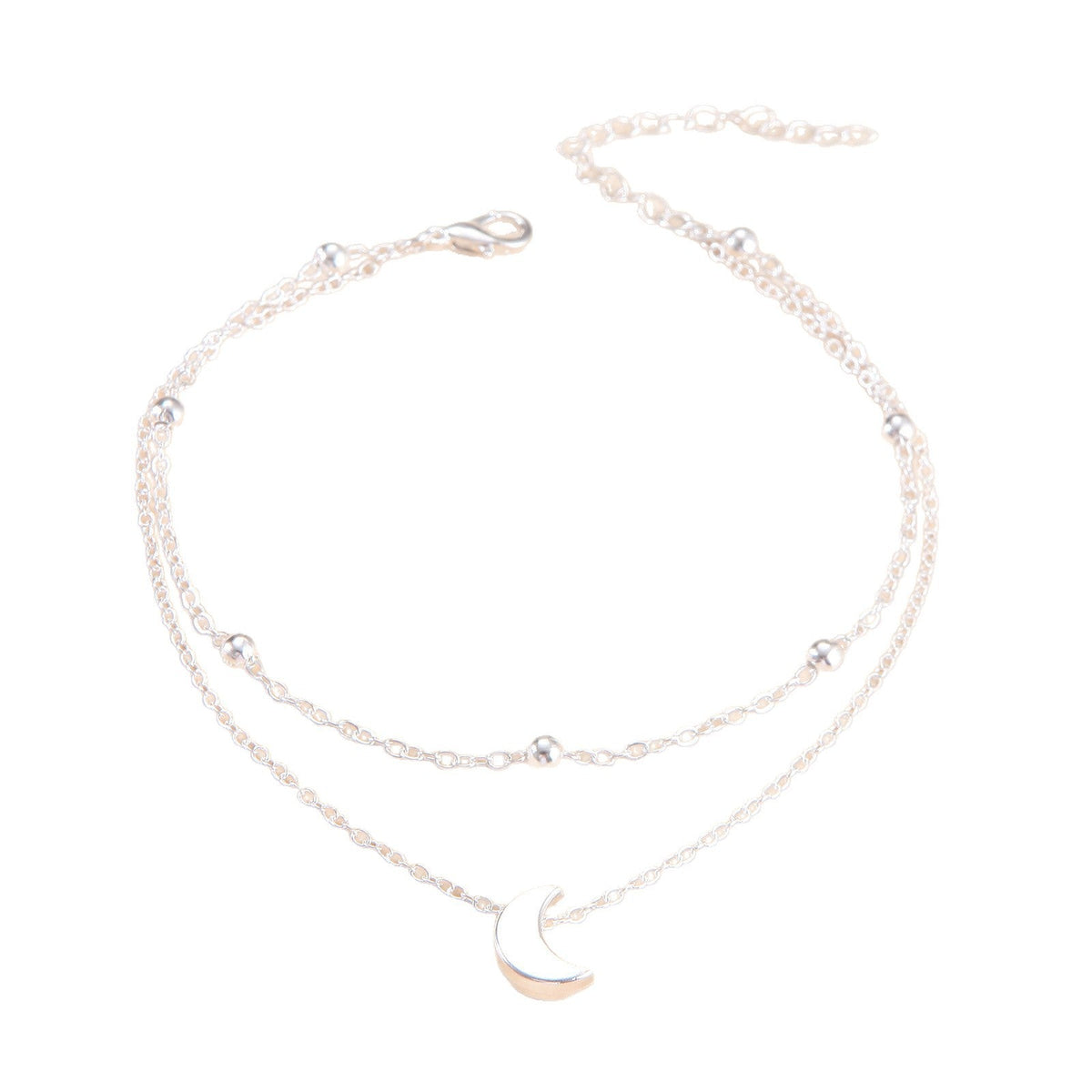 Chevillère double chaîne charm lune