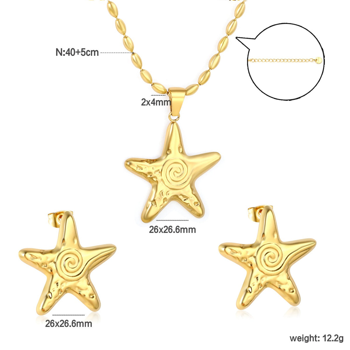 Parure de bijoux pour femme avec pendentif étoile et boucles d'oreilles