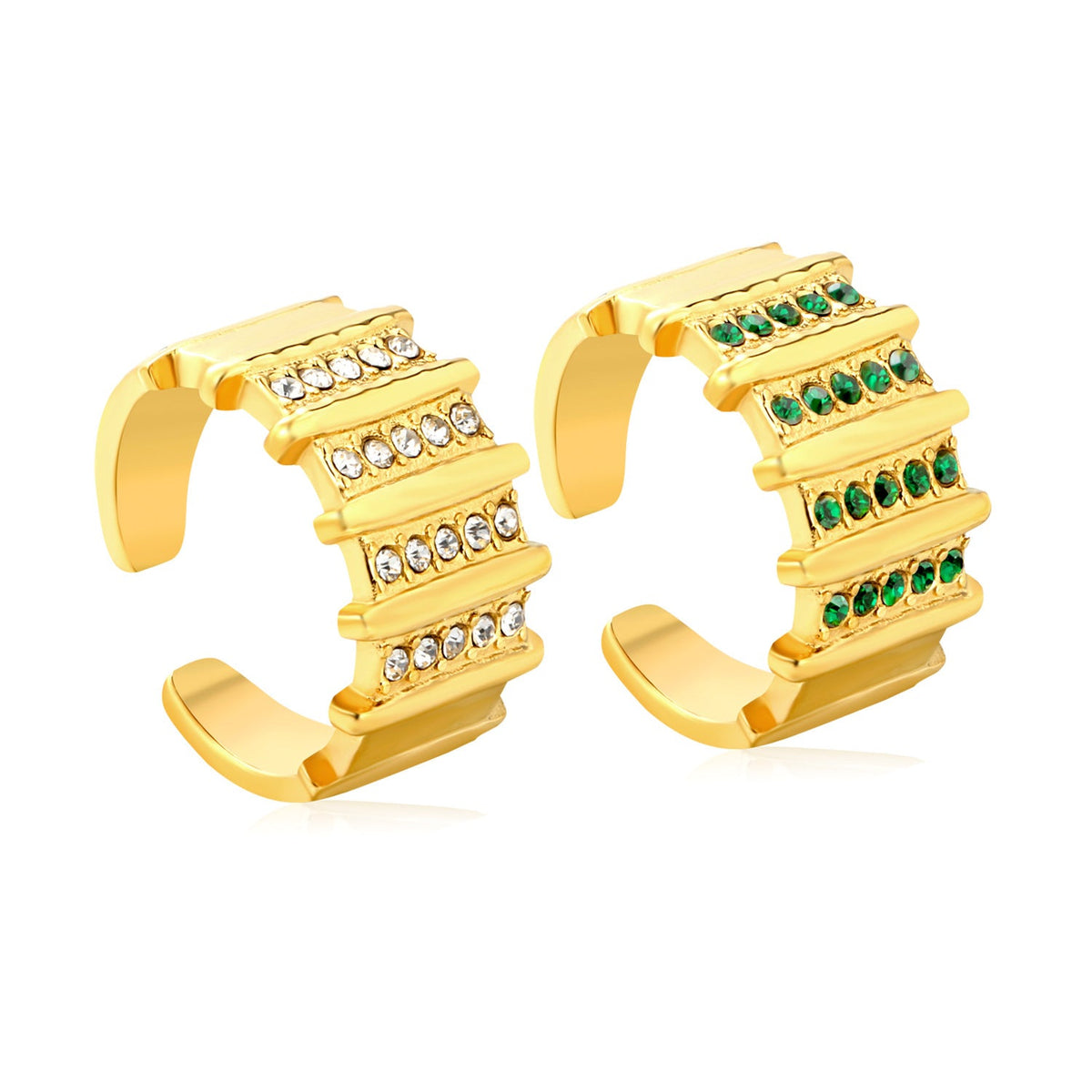 Bague ouverte pour femme avec design en treillis et zircones