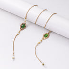 Boucles d'oreilles pendantes perles et pierres vertes
