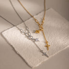 Collier pour femme avec pendentifs étoiles modernes en acier inoxydable réglable
