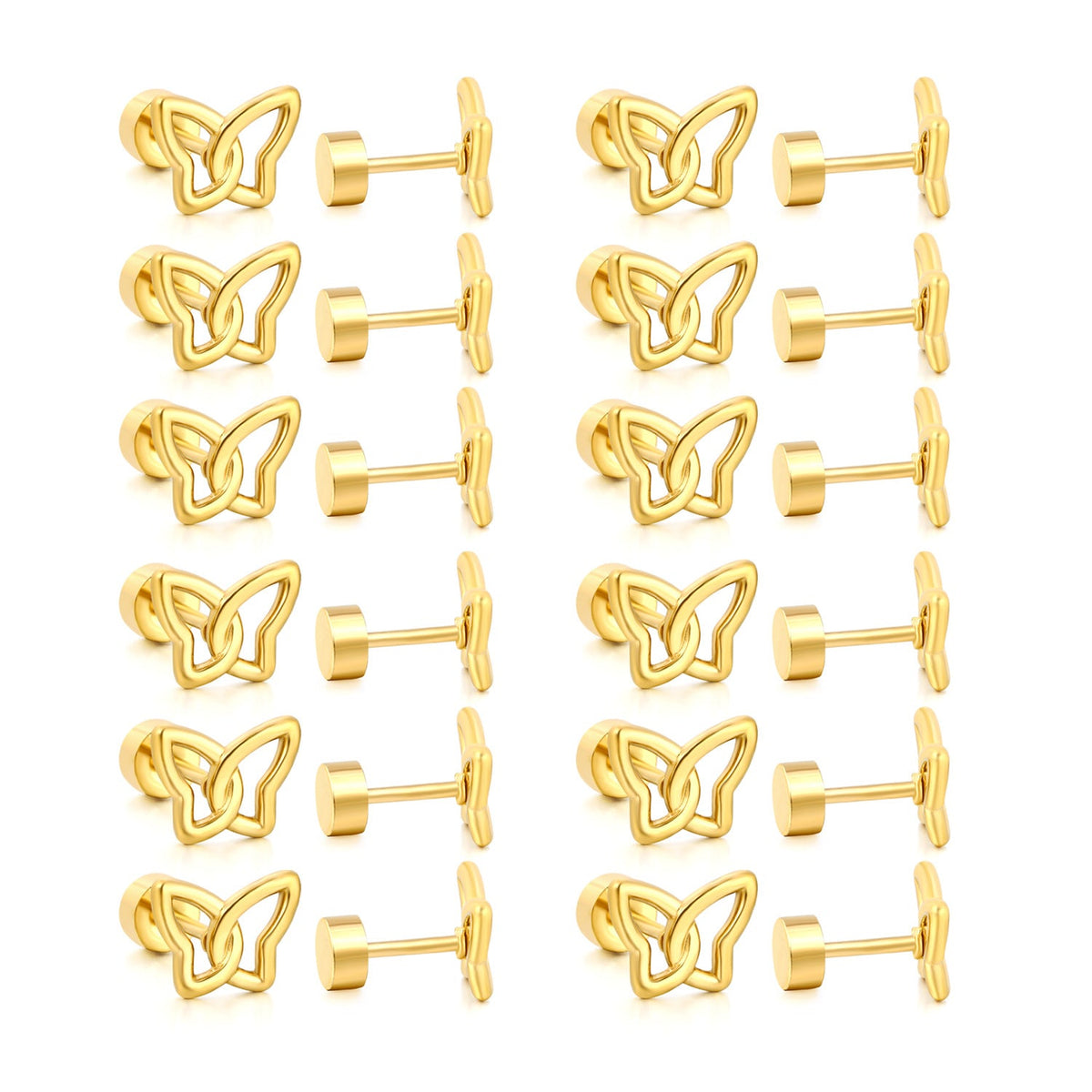 Boucles d'oreilles puces en acier inoxydable au design moderne à trois phases