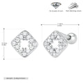 Boucles d'oreilles carrées en argent sterling 925 avec zircons