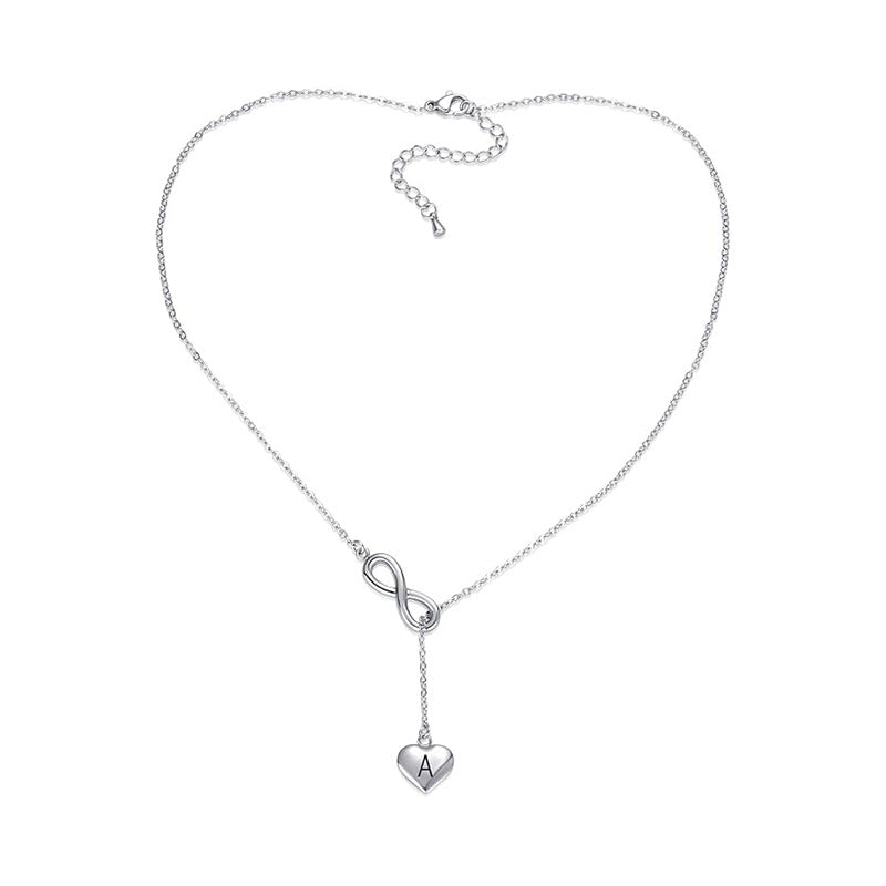 Collier pour femme avec symbole infini et pendentif cœur personnalisable