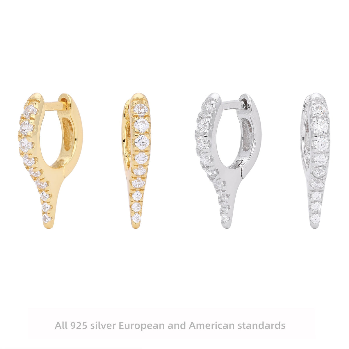 Boucles d'oreilles pendantes en argent sterling 925 avec zircons