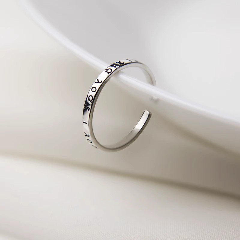 Bague ouverte avec inscription en acier inoxydable