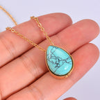 Collier doré pour femme avec pendentif goutte en pierre