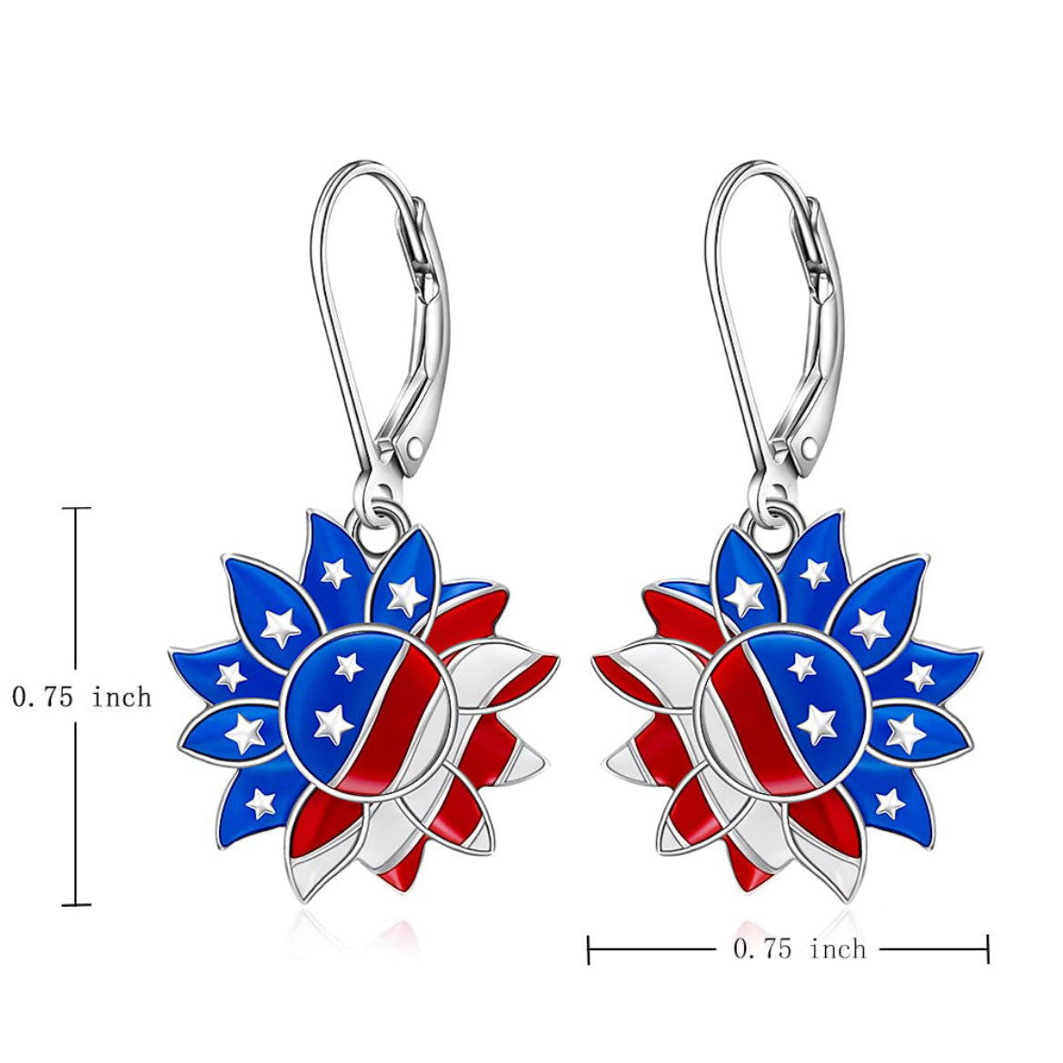 Boucles d'oreilles tournesol émaillées avec motif étoile