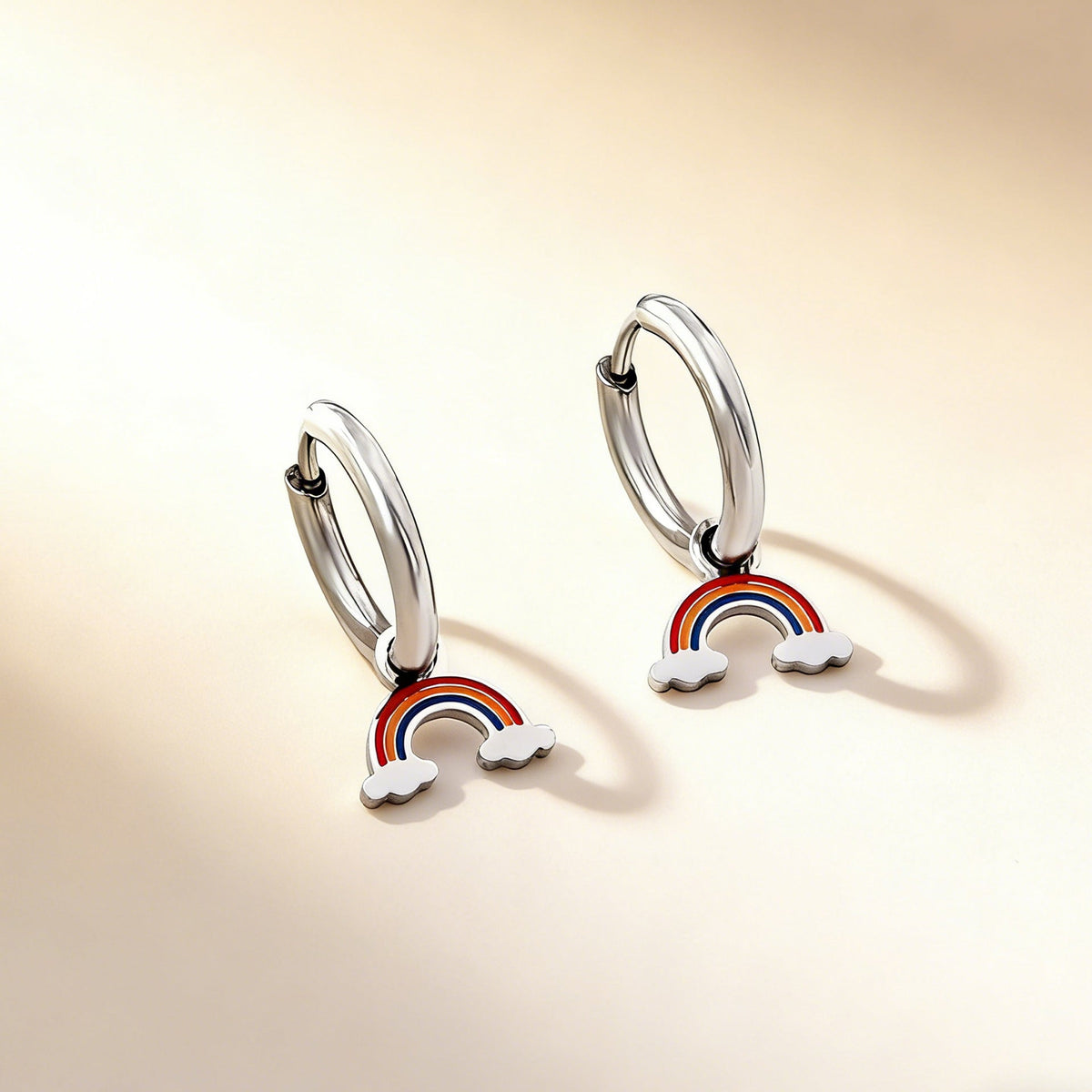 Boucles d'oreilles pendantes pour femme avec pendentifs arc-en-ciel