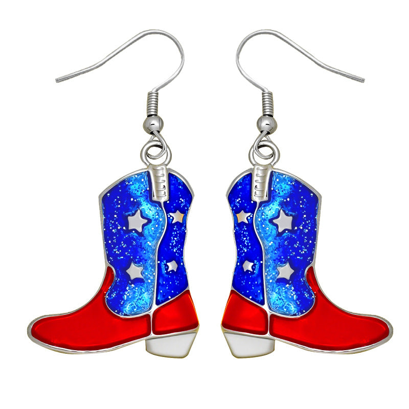 Boucles d'oreilles tongs avec cristaux et motif drapeau