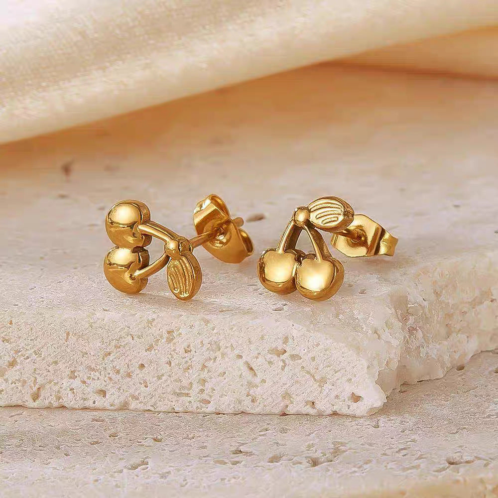 Boucles d'oreilles puces cerises pour femme