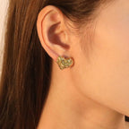 Clous d'oreilles pour femme motif cœur en acier inoxydable