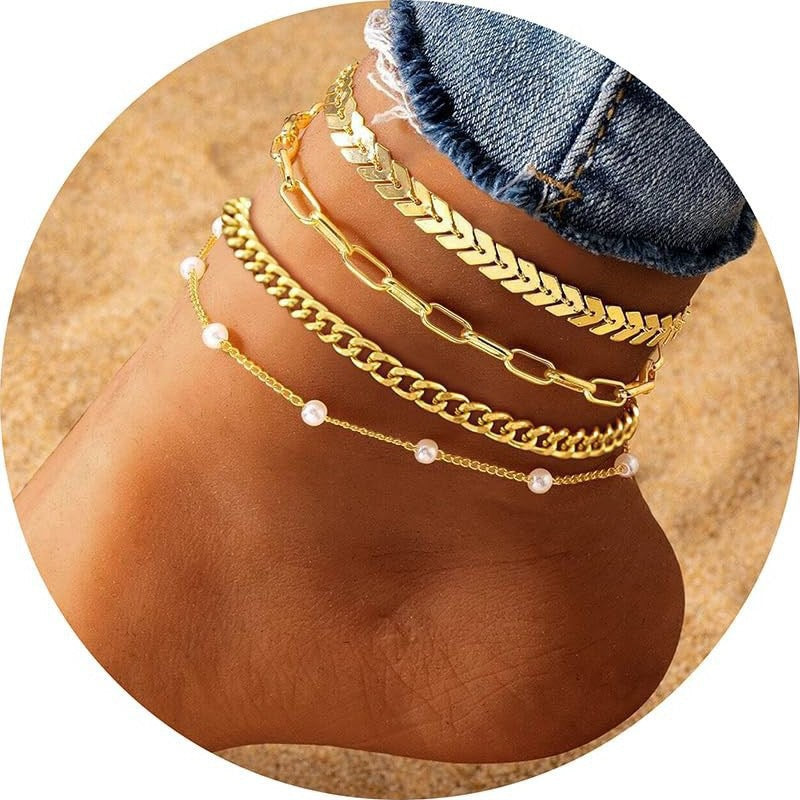 Ensemble de bracelets de cheville multicouches