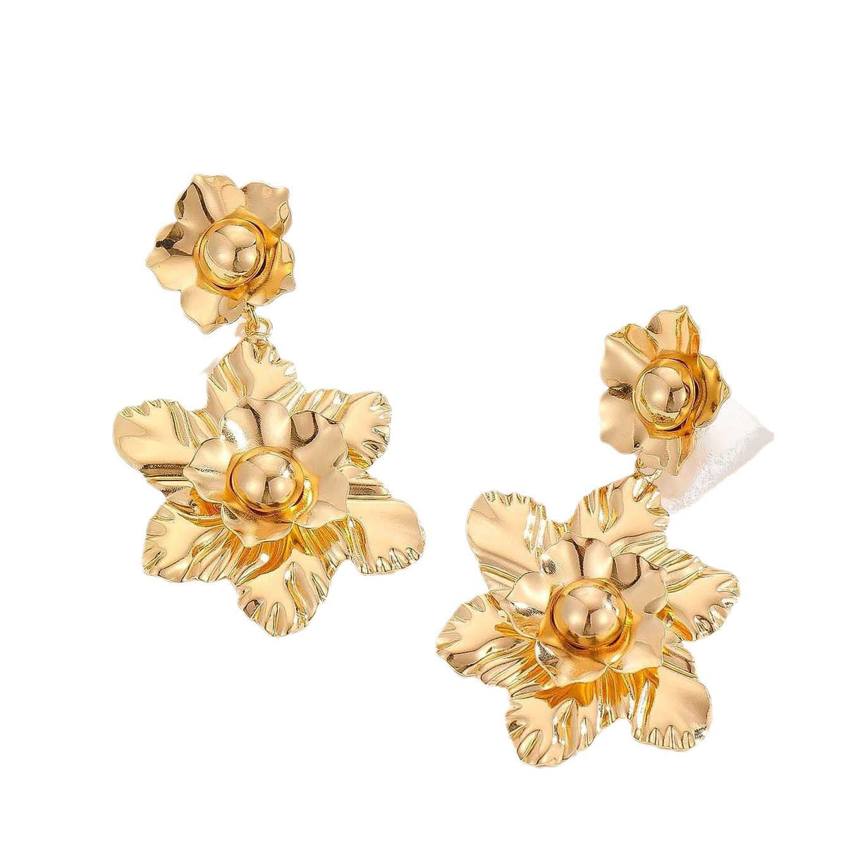 Boucles d'oreilles pour femme motif floral luxueux avec perles