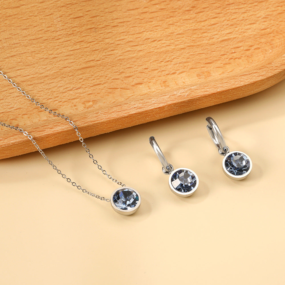Parure de bijoux pour femme en acier inoxydable avec pendentifs perles