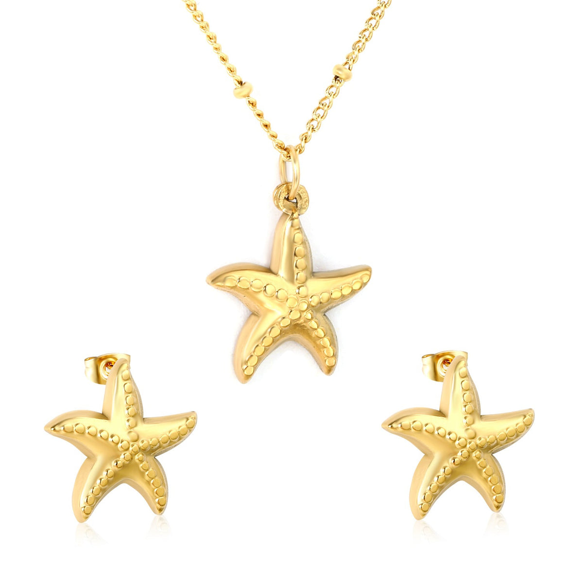 Parure de bijoux pour femme avec pendentif étoile et boucles d'oreilles